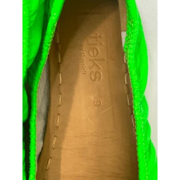 TIEKS Sz 9 Neon Galactic Green Ballet Flats Shoes - Picture 3 of 13